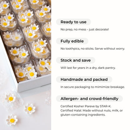 Edible Daisies, Yellow Centers, 3/4-inch
