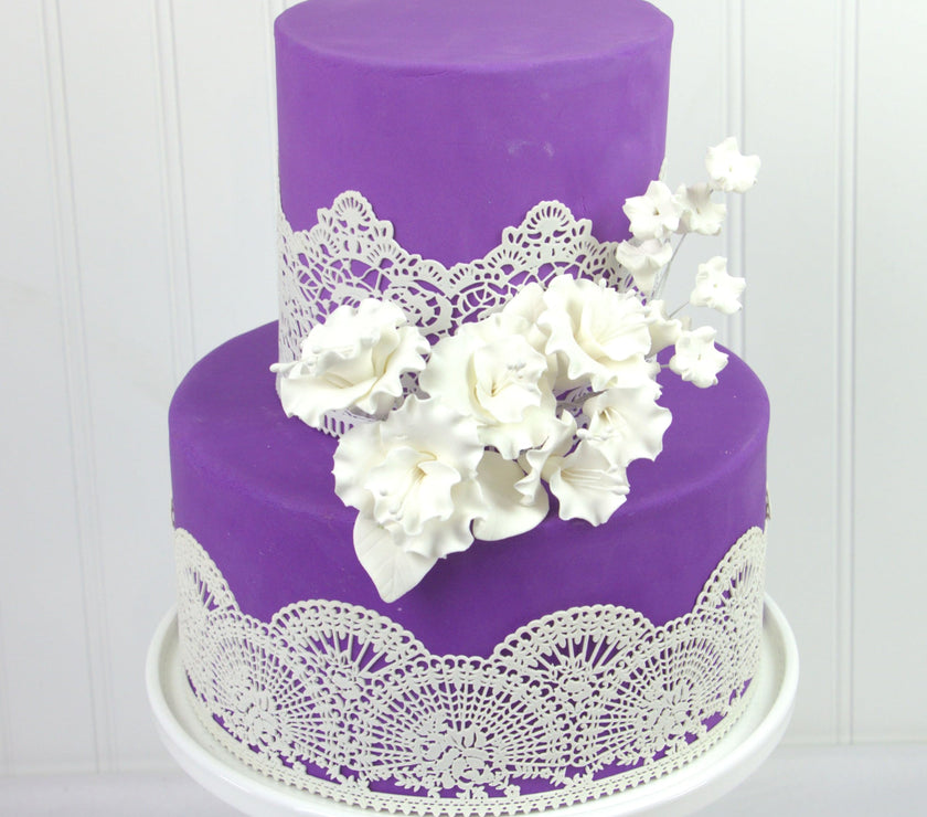 Flower Blossom Spray, Gum Paste Sugar Flowers for Cake Decorating, White Cherry Blossoms with Leaves