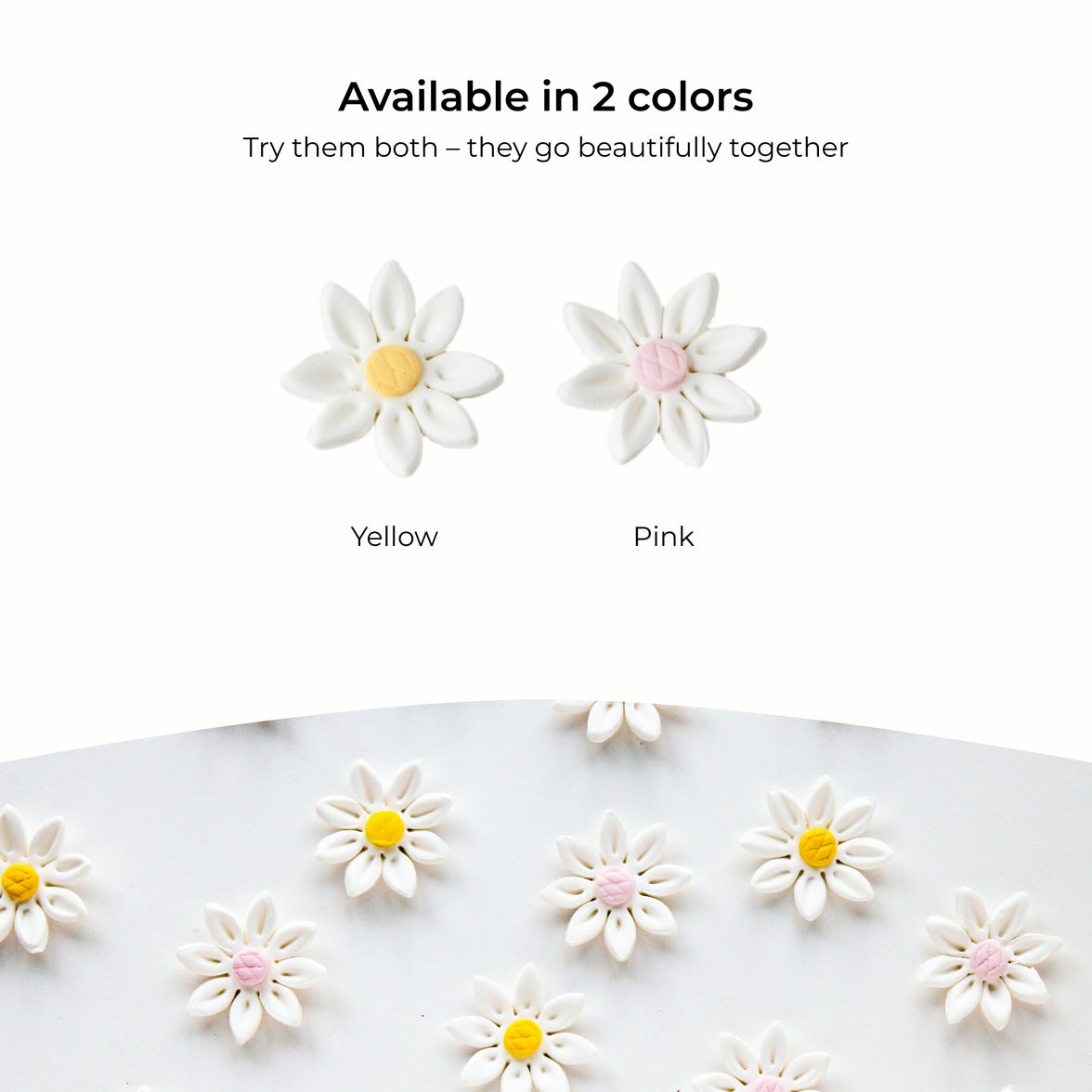 Edible Daisy Cake Decorations, White and Yellow Sugar Flowers, Unwired 1 Inch, Daisy Cupcake Toppers, Edible Flowers Cake Decorations by Chef Alan Tetreault, Global Sugar Art
