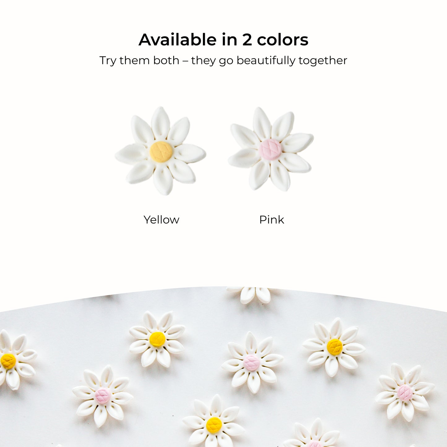Edible Daisies, Yellow Centers, 1-inch