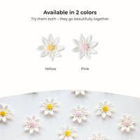 Edible Daisy Cake Decorations, White and Yellow Sugar Flowers, Unwired 1 Inch, Daisy Cupcake Toppers, Edible Flowers Cake Decorations by Chef Alan Tetreault, Global Sugar Art