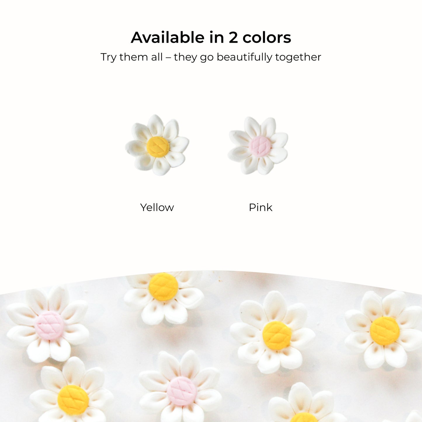 Edible Daisies, Yellow Centers, 3/4-inch