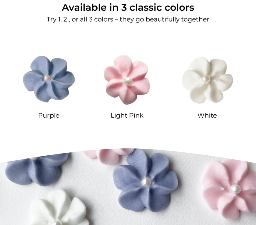 Pink Royal Icing Drop Flowers with Pearl Centers