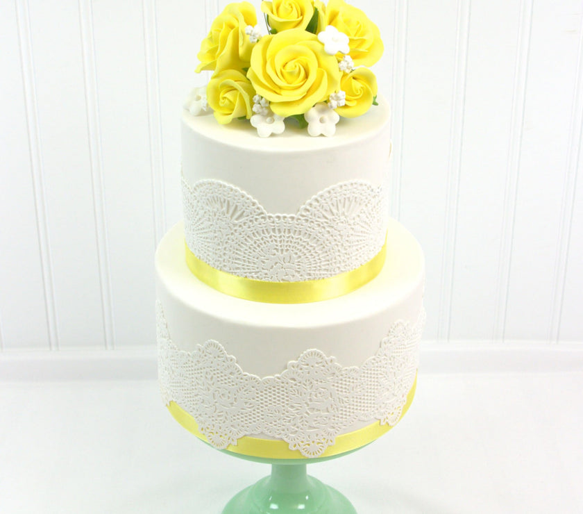 Rose Bouquet Cake Decoration, Elegant Garden Rose Cake Topper, by Global Sugar Art, Yellow