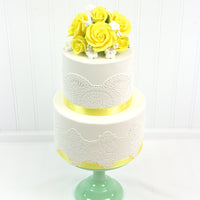 Rose Bouquet Cake Decoration, Elegant Garden Rose Cake Topper, by Global Sugar Art, Yellow