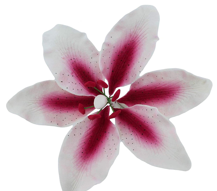 Stargazer Lily Cake Topper, Sugar Flower Lilies by Global Sugar Art, Pink and White, Extra Large, 3 Count