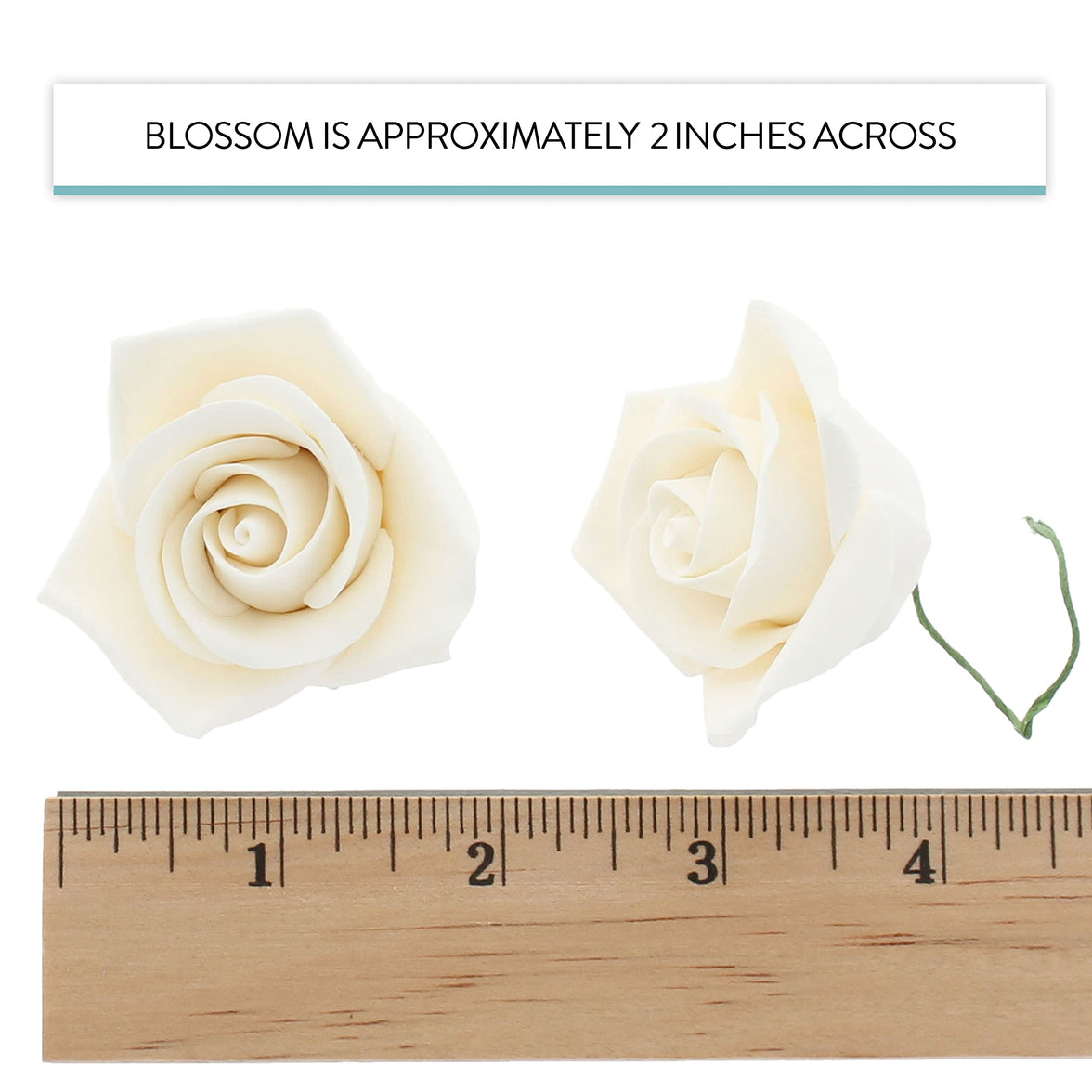 Peace Rose Sugar Flowers for Cake Decorating, by Global Sugar Art, Medium, White