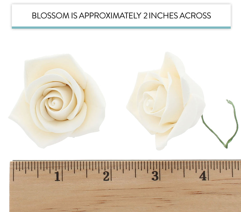 Peace Rose Sugar Flowers for Cake Decorating, by Global Sugar Art, Medium, White