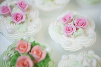 Tiny Rose Sugar Flowers, Edible Cupcake Toppers, Extra Small, by Global Sugar Art, Pink