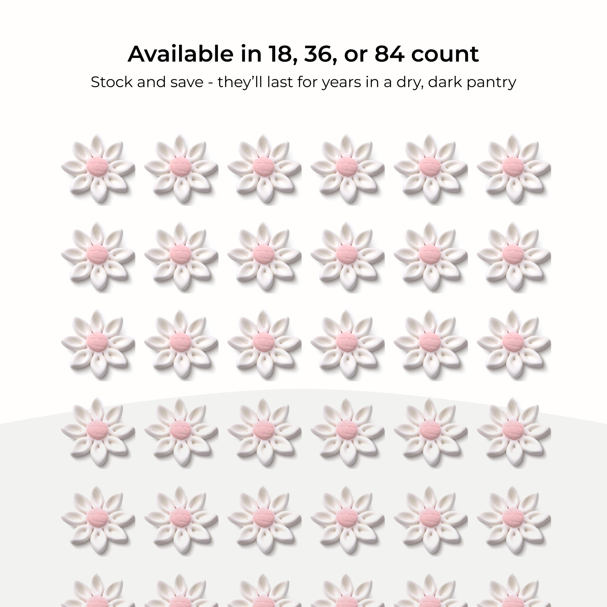 Edible Daisy Cake Decorations, White and Pink Sugar Flowers, Unwired 1 Inch, Daisy Cupcake Toppers, Edible Flowers Cake Decorations by Chef Alan Tetreault, Global Sugar Art