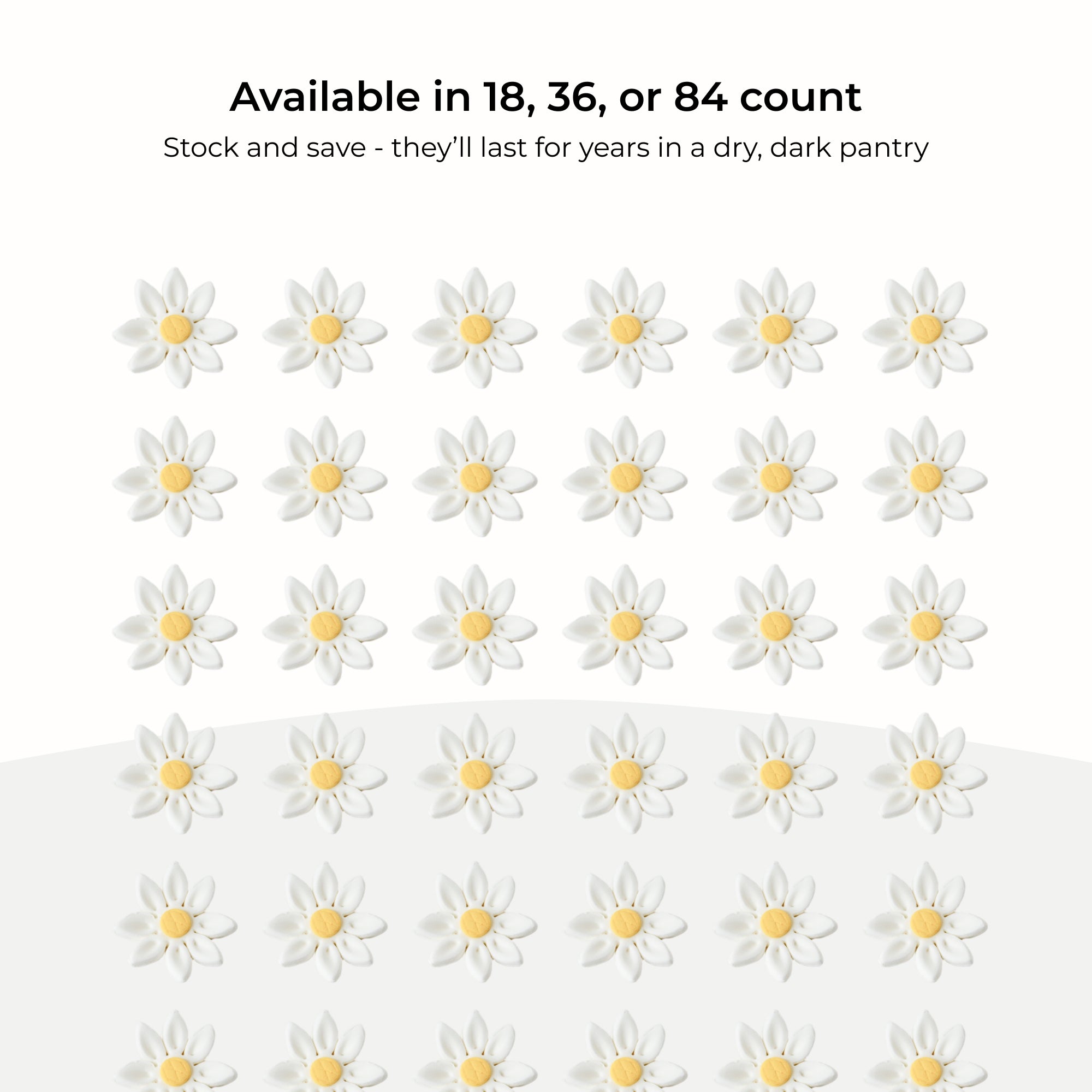 Edible Daisy Cake Decorations, White and Yellow Sugar Flowers, Unwired 1 Inch, Daisy Cupcake Toppers, Edible Flowers Cake Decorations by Chef Alan Tetreault, Global Sugar Art