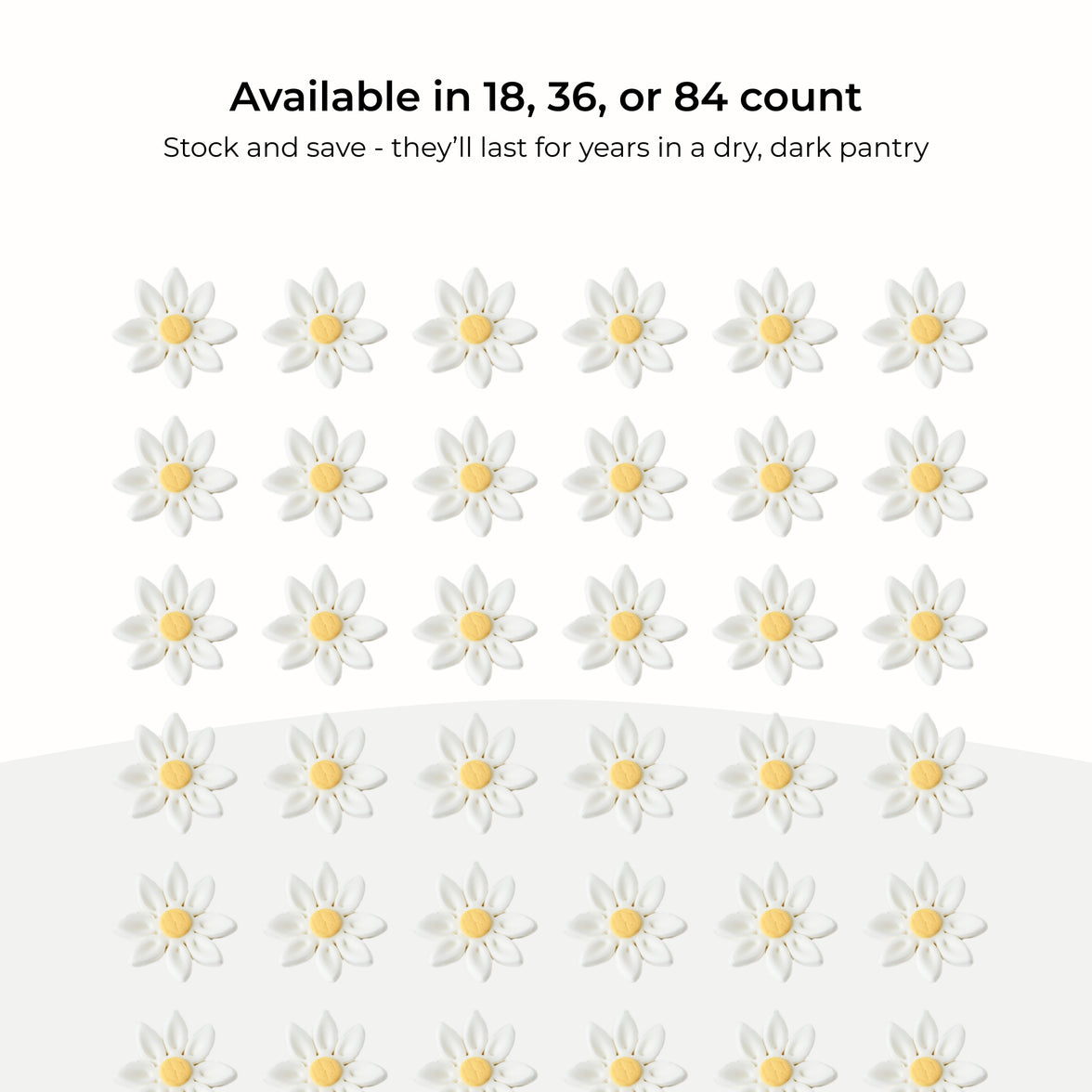 Edible Daisy Cake Decorations, White and Yellow Sugar Flowers, Unwired 1 Inch, Daisy Cupcake Toppers, Edible Flowers Cake Decorations by Chef Alan Tetreault, Global Sugar Art