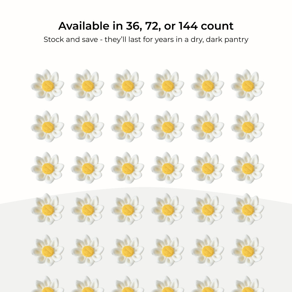 Edible Daisy Cake Decorations, White and Yellow Sugar Flowers, Unwired 3/4 Inch, Daisy Cupcake Toppers, Edible Flowers Cake Decorations by Chef Alan Tetreault, Global Sugar Art