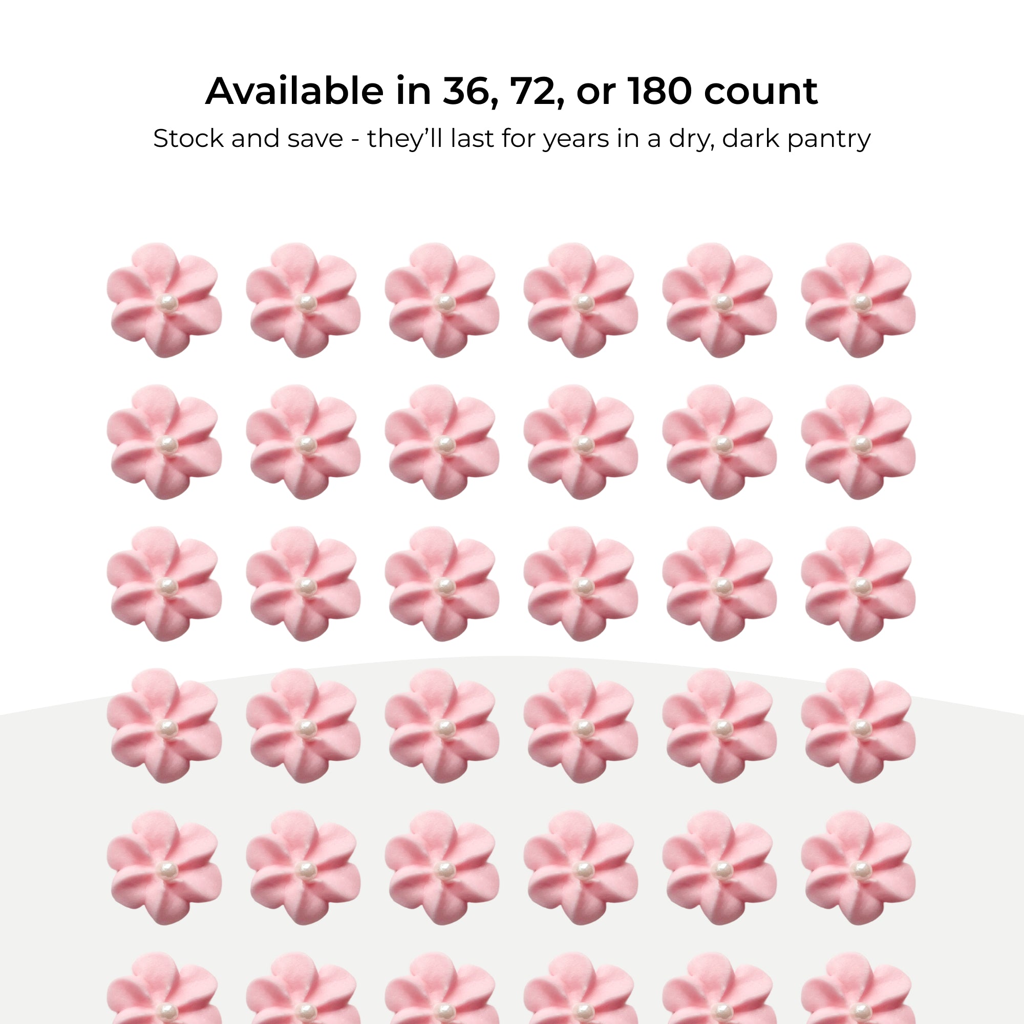 Pink Royal Icing Drop Flowers with Pearl Centers