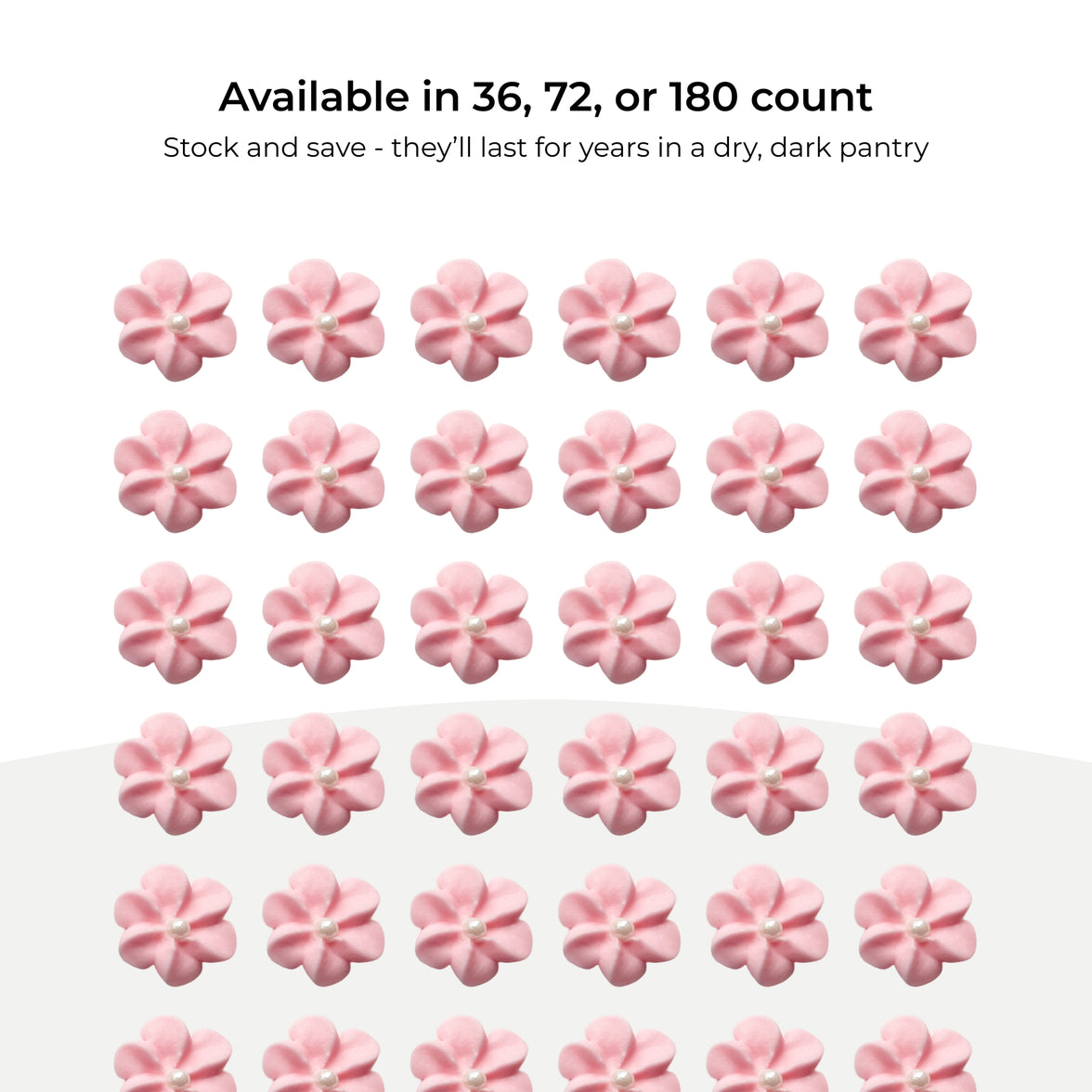 Pink Royal Icing Drop Flowers with Pearl Centers