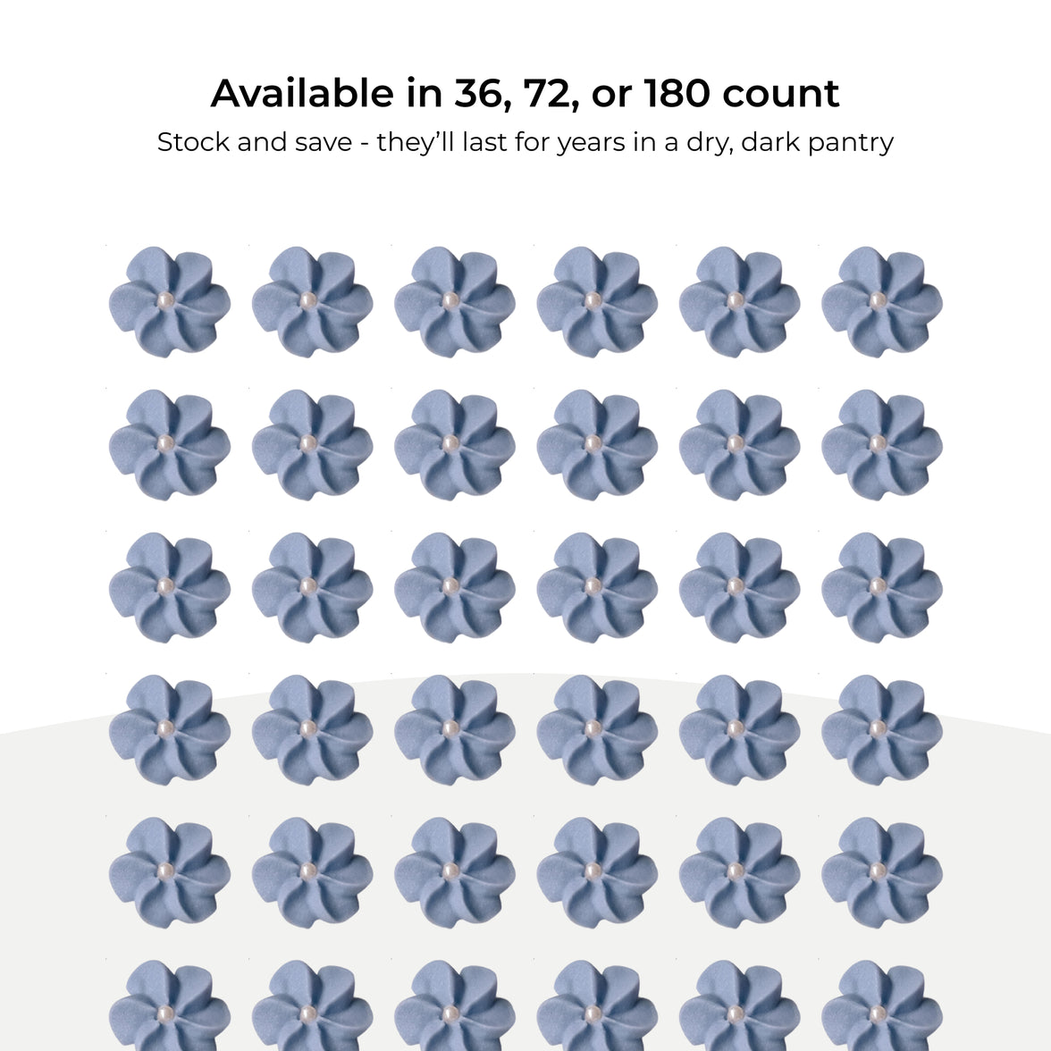 Purple Royal Icing Drop Flowers with Pearl Centers