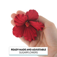 Hibiscus Sugar Cake Flowers, Red Tropical Sugar Flowers, by Global Sugar Art