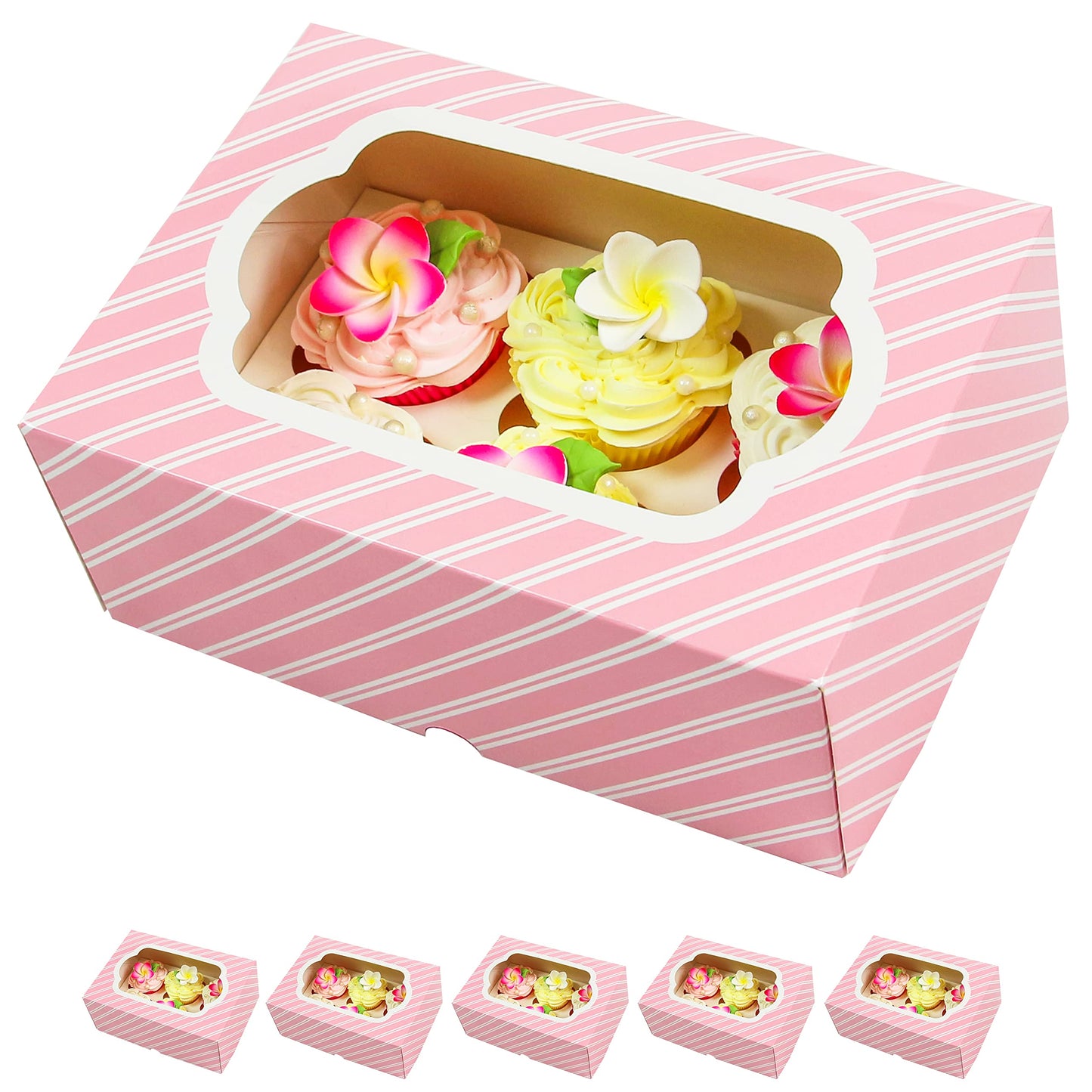 10 x 7 x 4 Inch Cupcake Box Muffin Box with Insert and Window