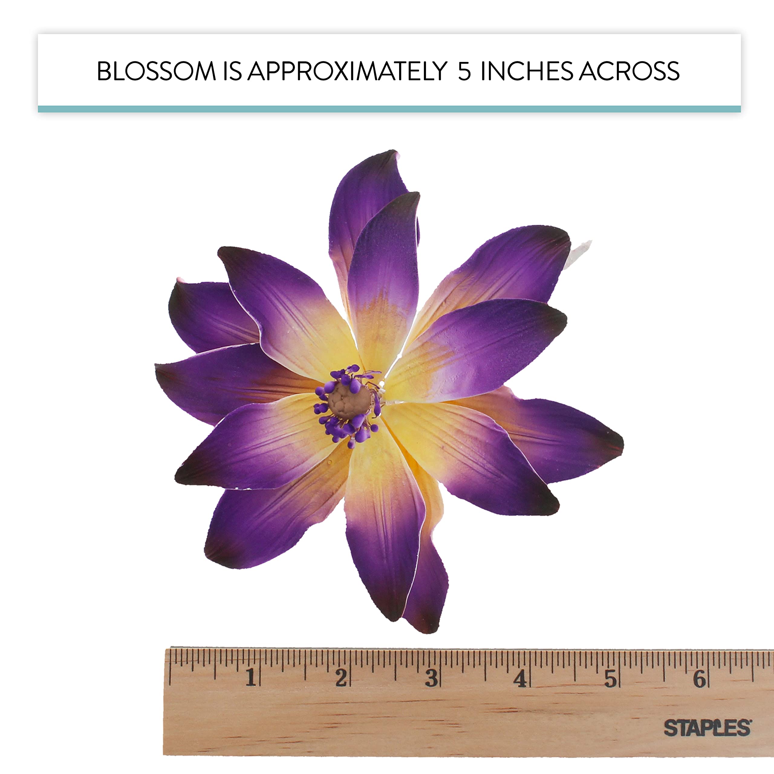 Tranquil Water Flowers, Decorative Sugar Cake Flowers by Global Sugar Art, 3 Count, Purple