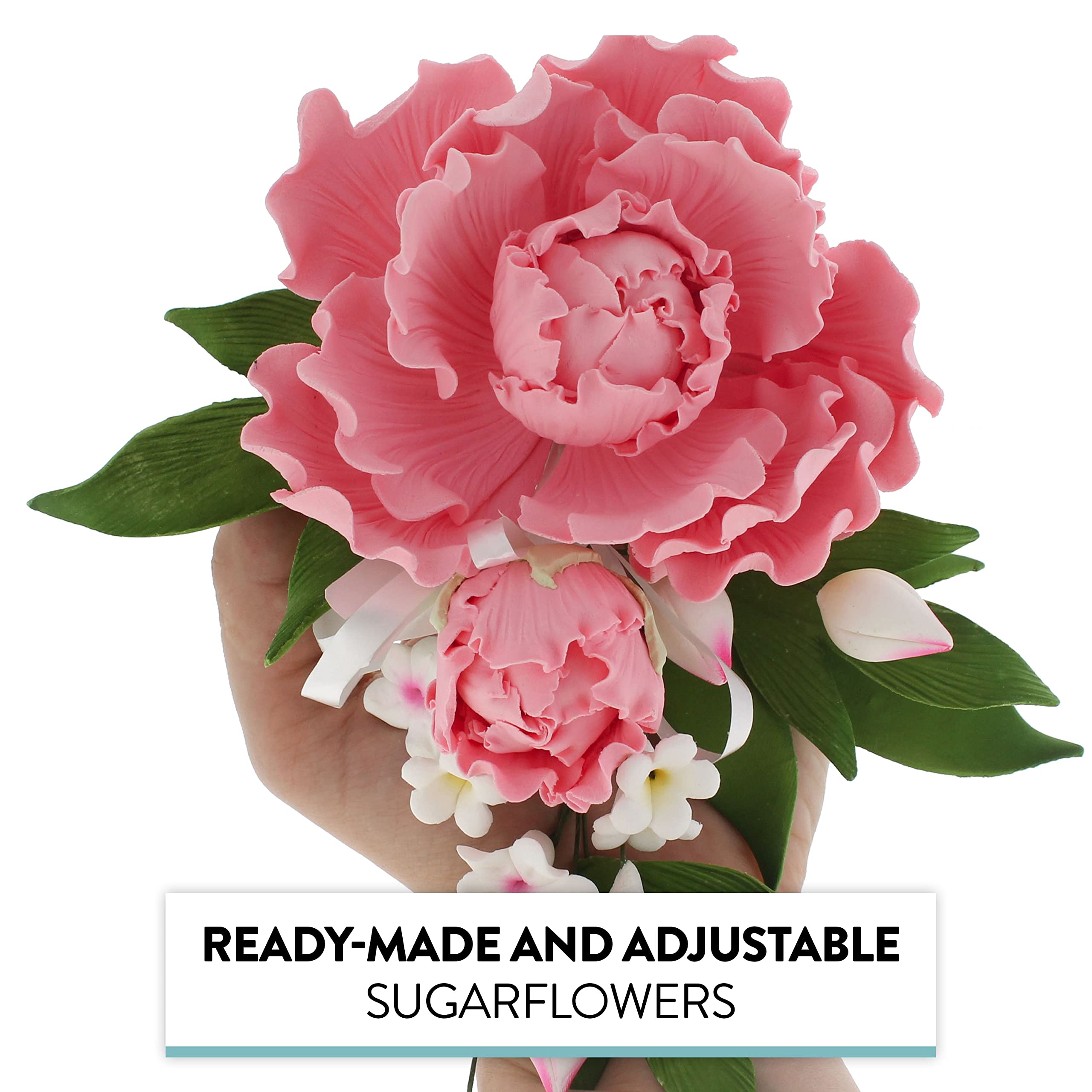 Premium Peony Sprays for Cake Decorating by Global Sugar Art, Pink Closed
