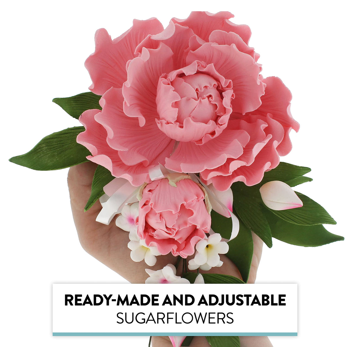 Premium Peony Sprays for Cake Decorating by Global Sugar Art, Pink Closed