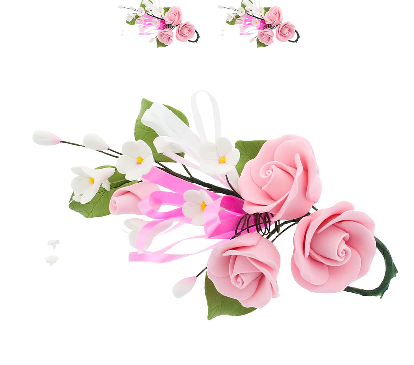 Petite Rose Spray, Sugar Flower Spray for Cakes, by Global Sugar Art, Pink 2 Count