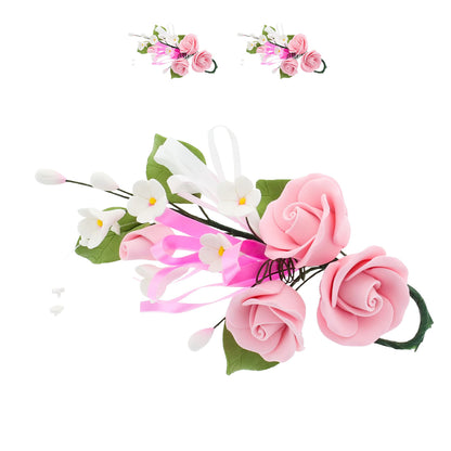 Pink Petite Rose Spray with Ribbon, 2 Count