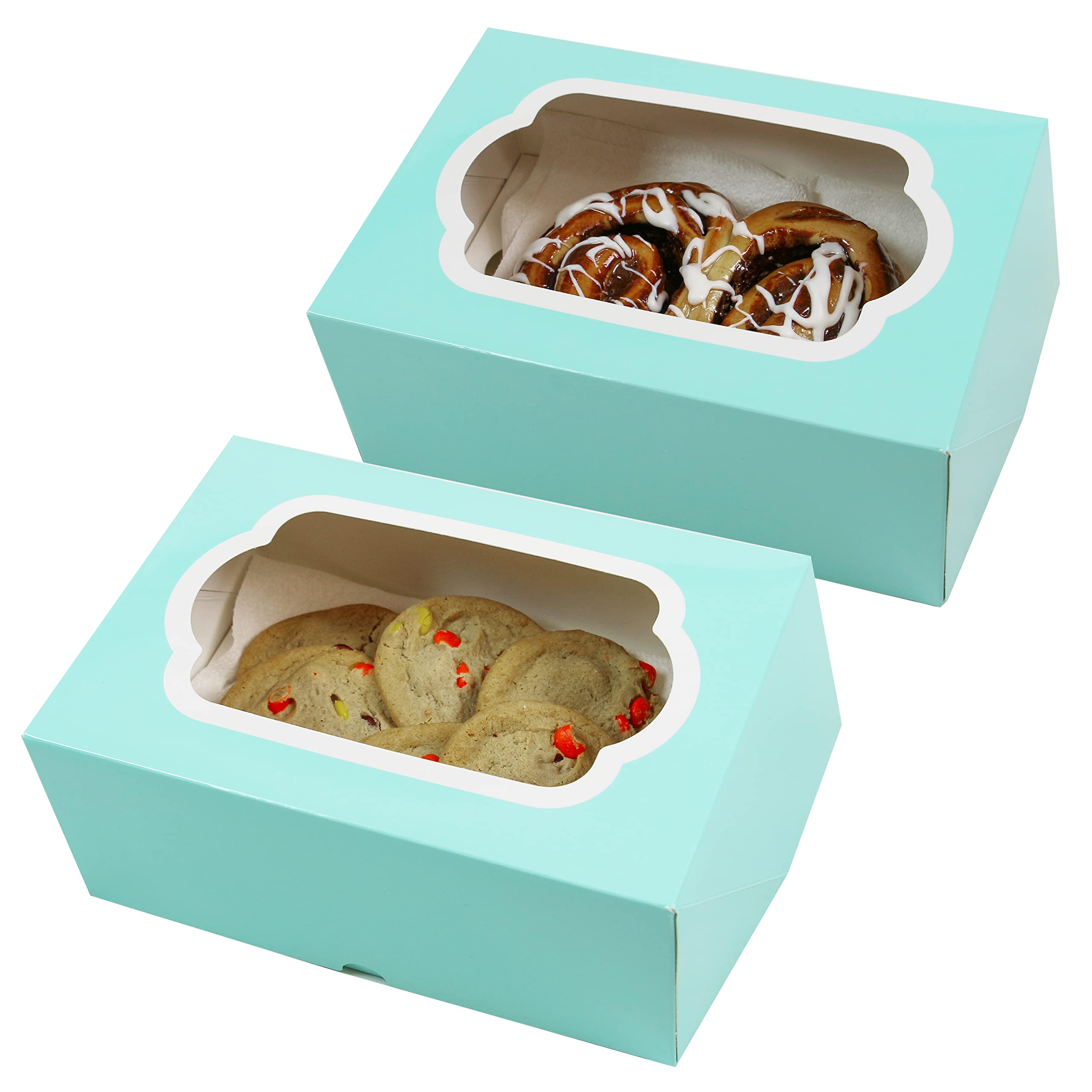 Global Sugar Art Auto-Popup Cupcake Box Muffin Box with Insert and Window, 10 x 7 x 4 Inches