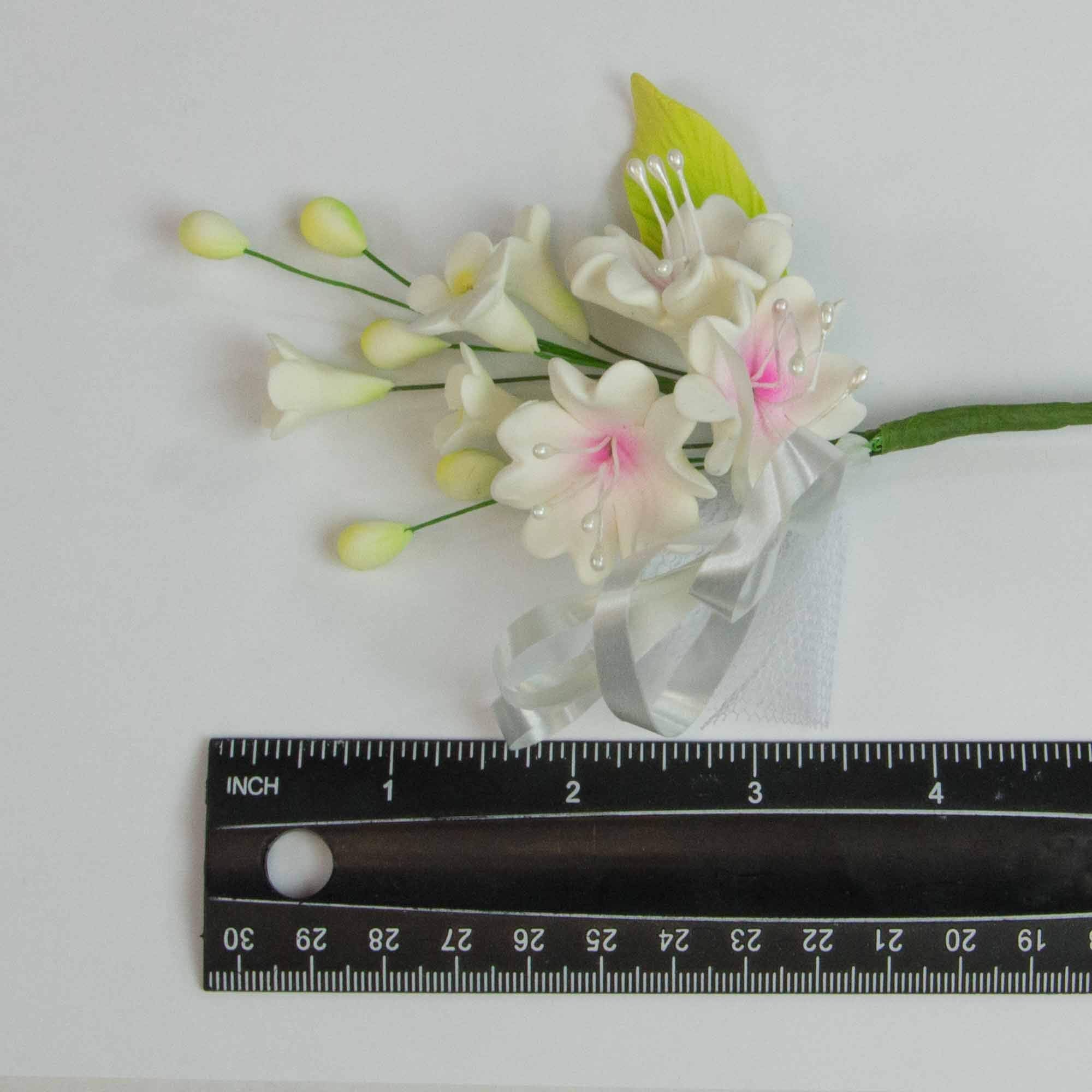 Assorted Sugar Cake Flower Sprays, Pastel Lily & Rose Mix, by Global Sugar Art, 6 Count