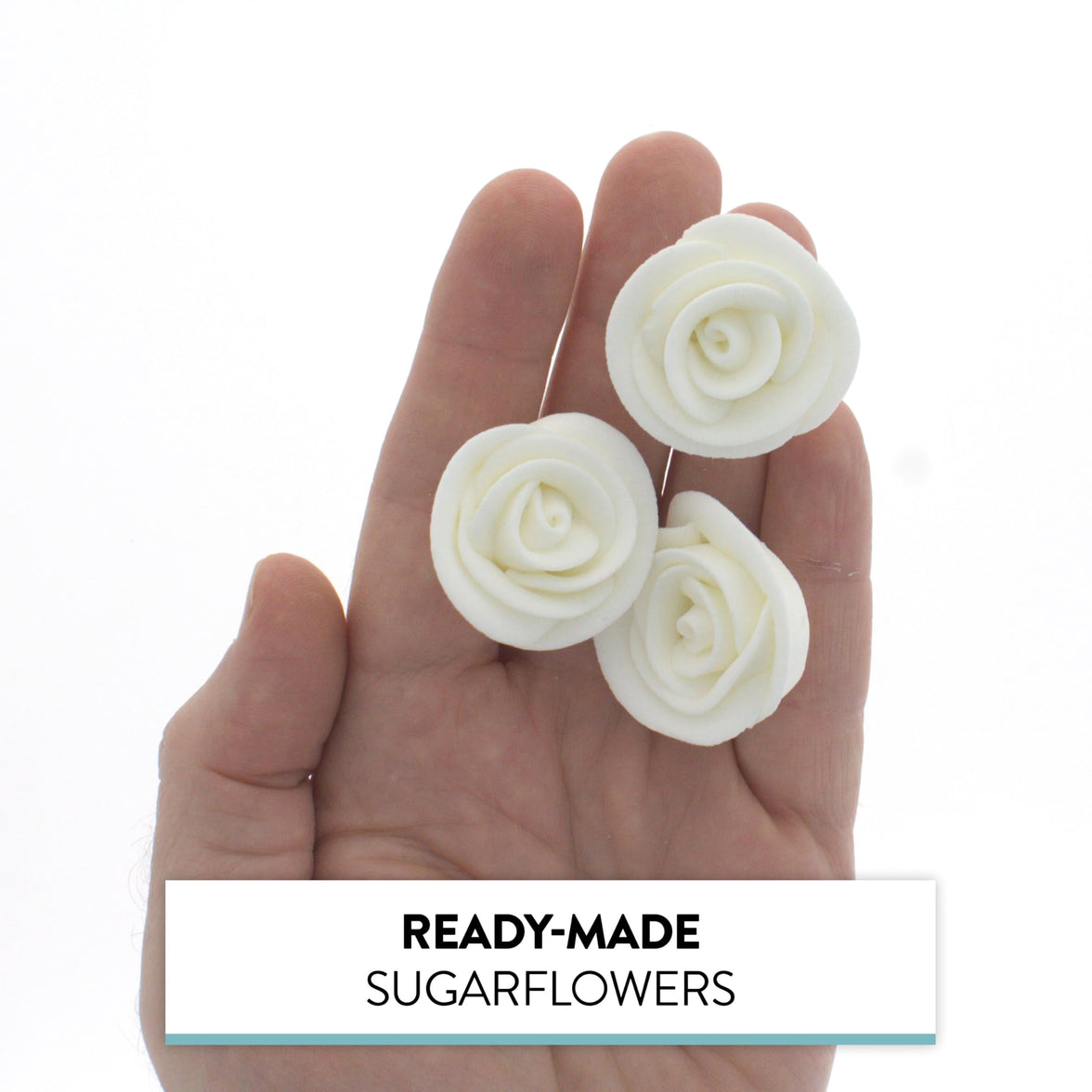 Premium Edible Roses for Cakes and Cupcakes, Sweet Royal Icing Roses, by Global Sugar Art, White