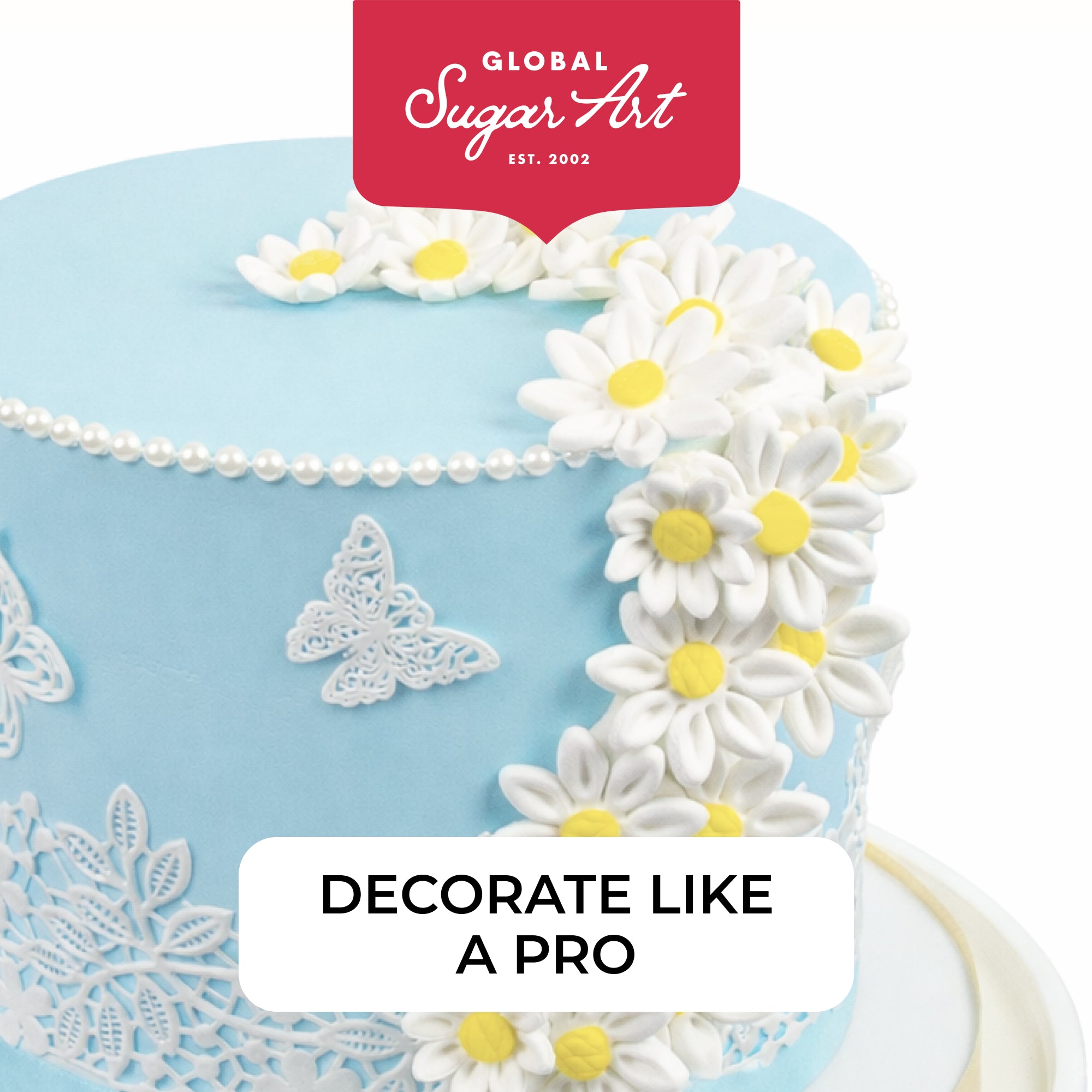 Edible Daisy Cake Decorations, White and Pink Sugar Flowers, Unwired 1 Inch, Daisy Cupcake Toppers, Edible Flowers Cake Decorations by Chef Alan Tetreault, Global Sugar Art