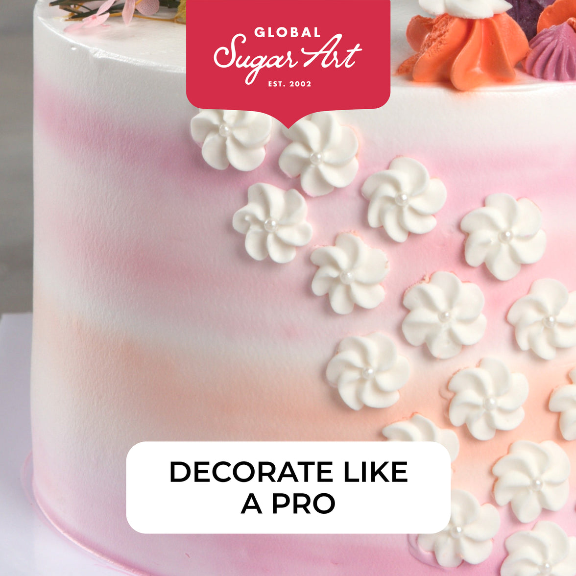 White Royal Icing Drop Flowers with Pearl Centers