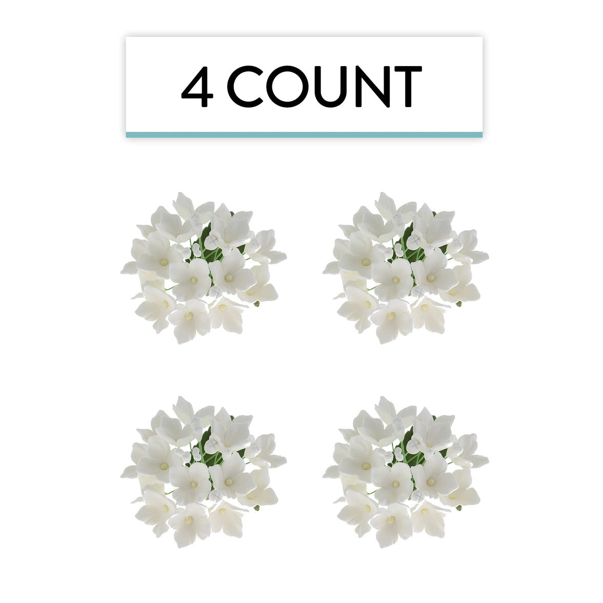 Hydrangea Blossoms Sprays, Sugar Cake Flowers by Global Sugar Art, 4 Count, White