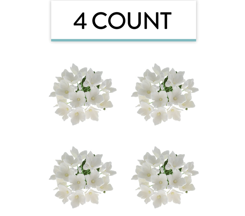 Hydrangea Blossoms Sprays, Sugar Cake Flowers by Global Sugar Art, 4 Count, White