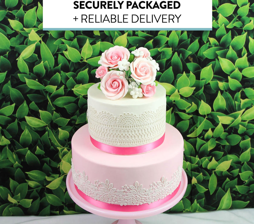 Rose Bouquet Cake Decoration, Elegant Garden Rose Cake Topper, by Global Sugar Art, Pink