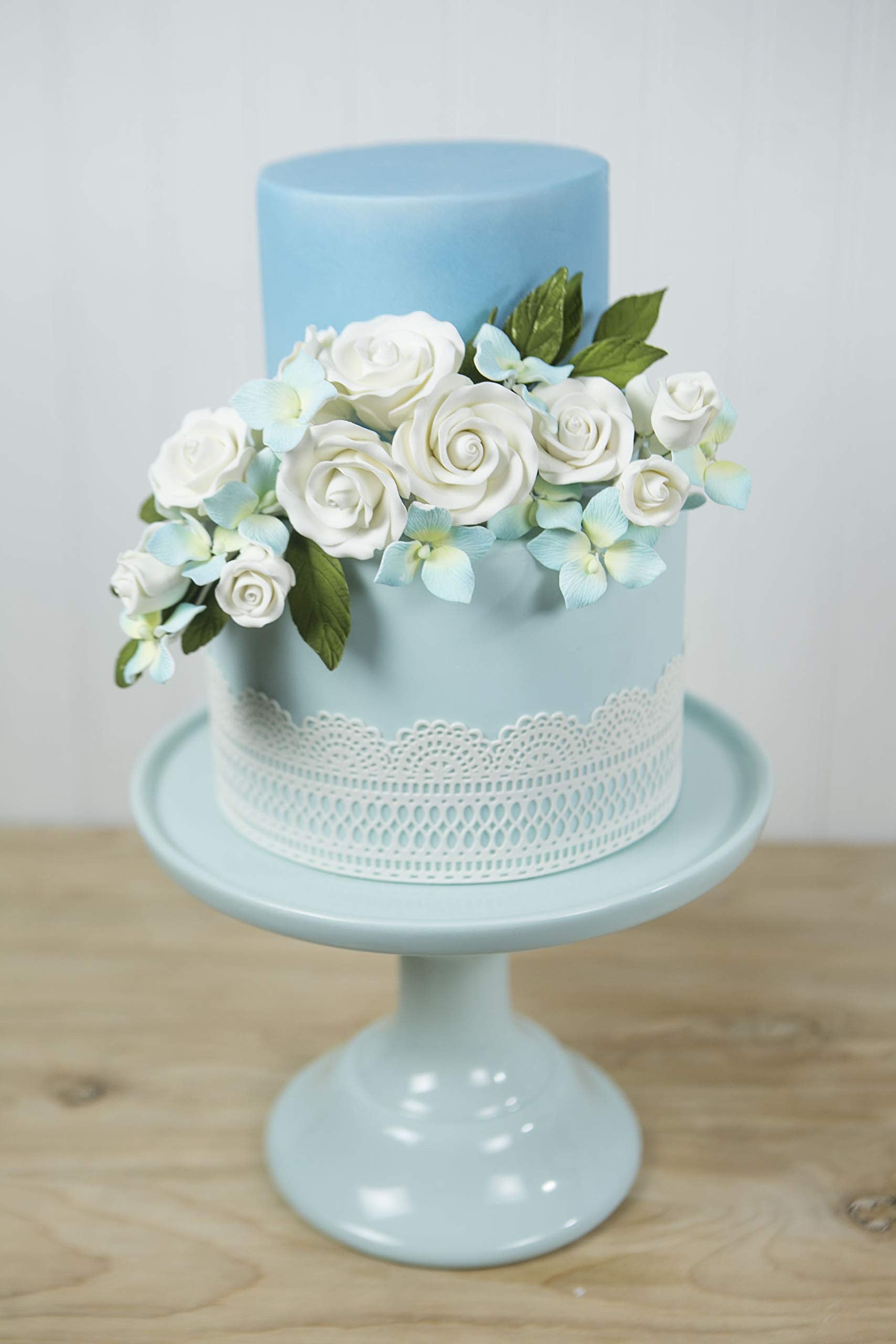 Classic Tea Rose Sugar Cake Flowers, by Global Sugar Art, Wired, White, Small-Medium