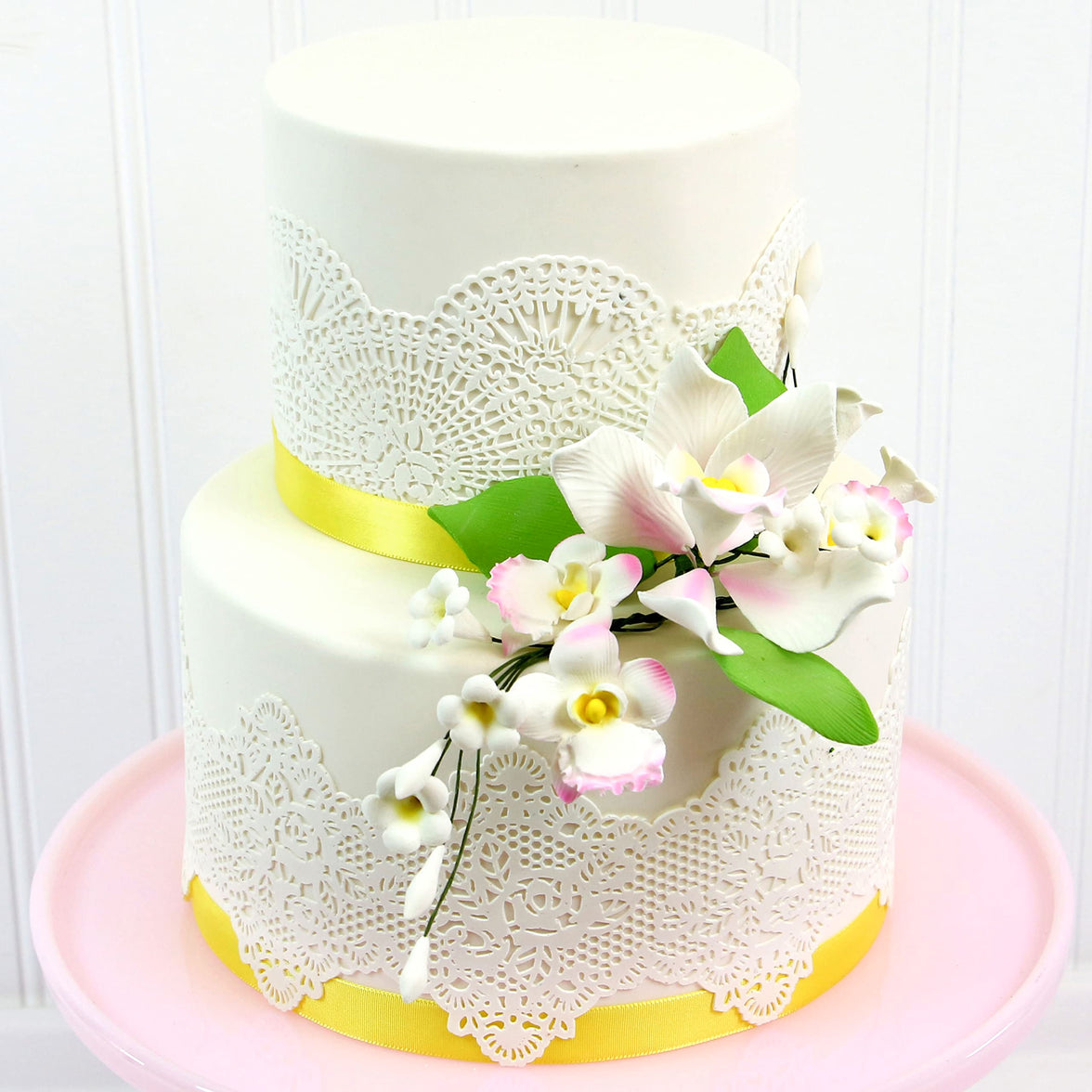 Orchid Sugar Cake Flower Sprays, Pink Cymbidium Orchid Spray, by Global Sugar Art