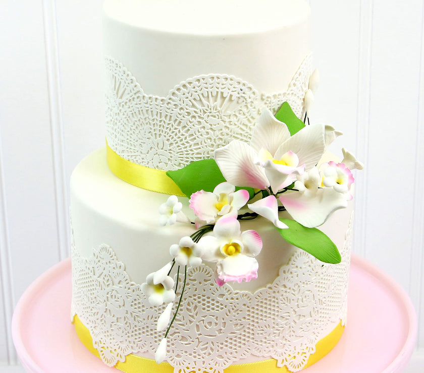 Orchid Sugar Cake Flower Sprays, Pink Cymbidium Orchid Spray, by Global Sugar Art