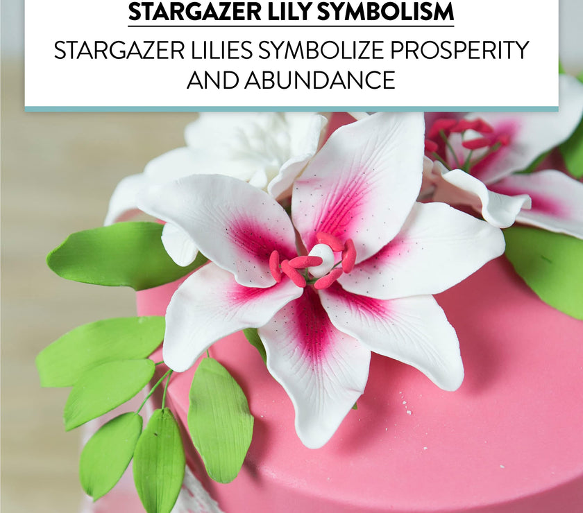 Stargazer Lily Cake Topper, Sugar Flower Lilies by Global Sugar Art, Pink and White, Extra Large, 3 Count