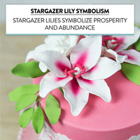 Stargazer Lily Cake Topper, Sugar Flower Lilies by Global Sugar Art, Pink and White, Extra Large, 3 Count