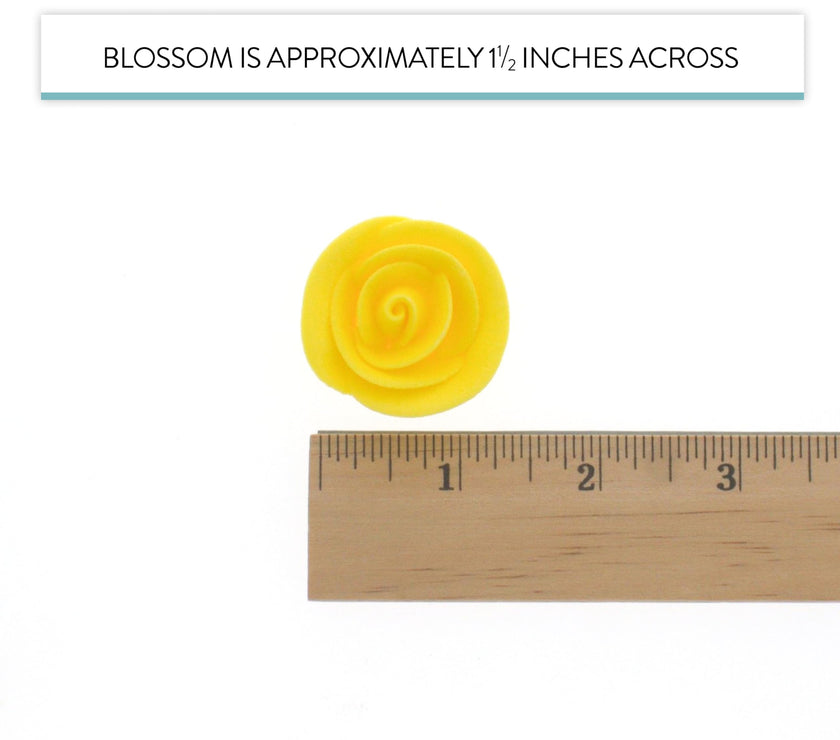 Premium Edible Roses for Cakes and Cupcakes, Sweet Royal Icing Roses, by Global Sugar Art, Yellow