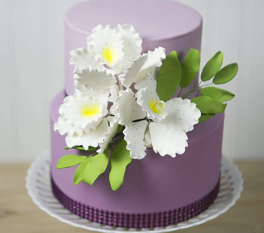 Orchid Sugar Cake Flowers, Cattleya Orchids, by Global Sugar Art, Large, White, 3 Count