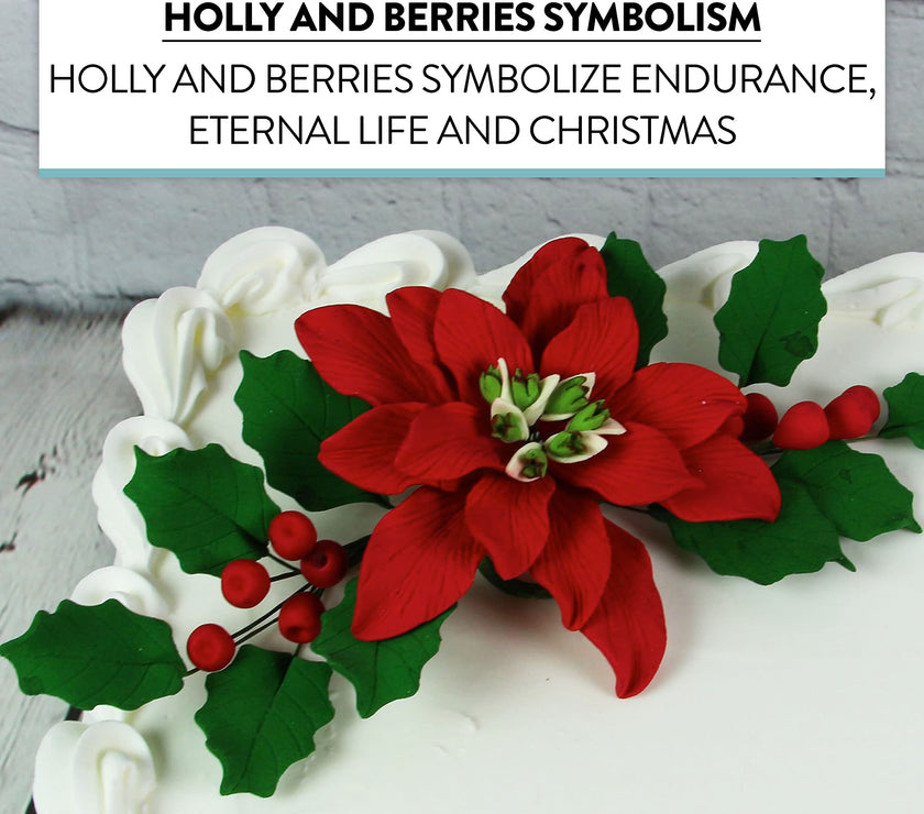 Christmas Holly Leaf Sprays for Cakes and Decorating, by Global Sugar Art