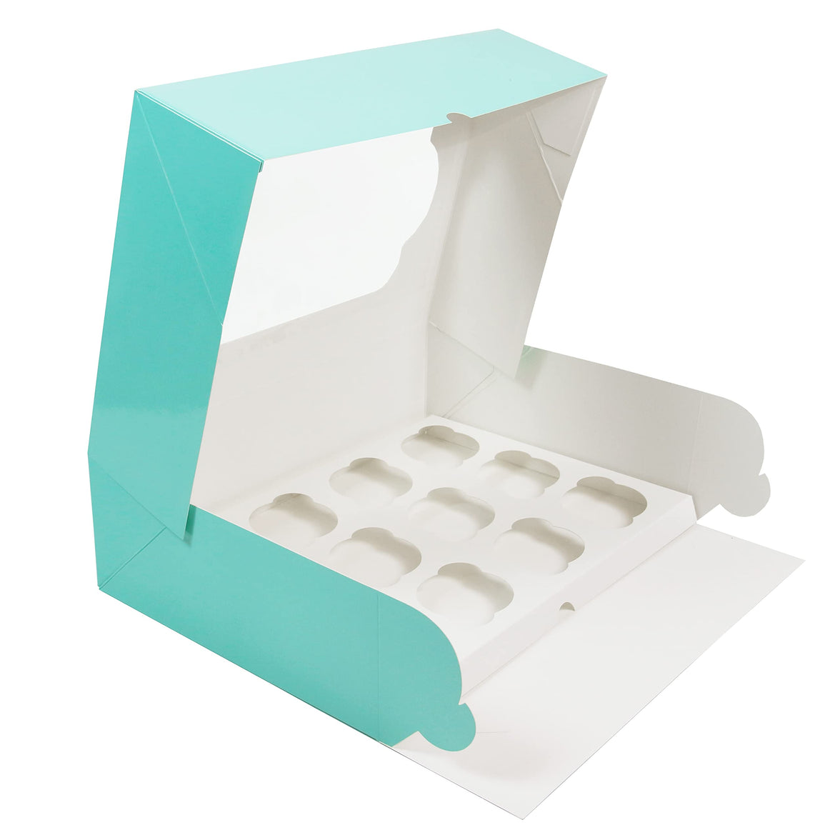 Global Sugar Art Quarter Sheet Cake & Cupcake Box with Window and Cupcake Insert, Auto-Popup, 14 x 10 x 4 Inches, 5 Count