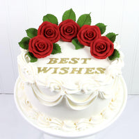 Deluxe Red Roses for Cake Decorating, Premium Unwired Sugar Flowers by Global Sugar Art, Red, Large