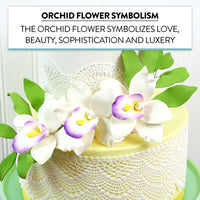 Orchid Sugar Cake Flowers, Pearly Orchids, by Global Sugar Art, Large, White with Purple, 4 Count