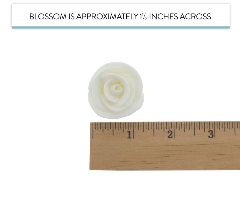 Premium Edible Roses for Cakes and Cupcakes, Sweet Royal Icing Roses, by Global Sugar Art, White