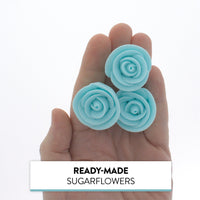 Premium Edible Roses for Cakes and Cupcakes, Sweet Royal Icing Roses, by Global Sugar Art, Light Blue