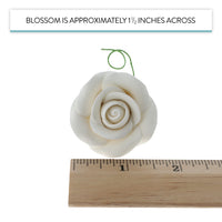 Classic Tea Rose Sugar Cake Flowers, by Global Sugar Art, Wired, White, Small-Medium