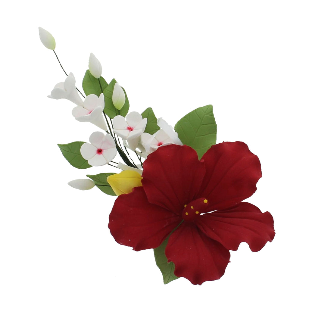 Red Hawaiian Cake Flower Hibiscus Sugar Flower Topper by Global Sugar Art